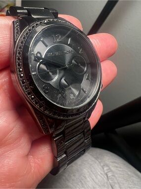 Michael Kors Black Crystal-Accent Stainless Steel Chronograph Watch